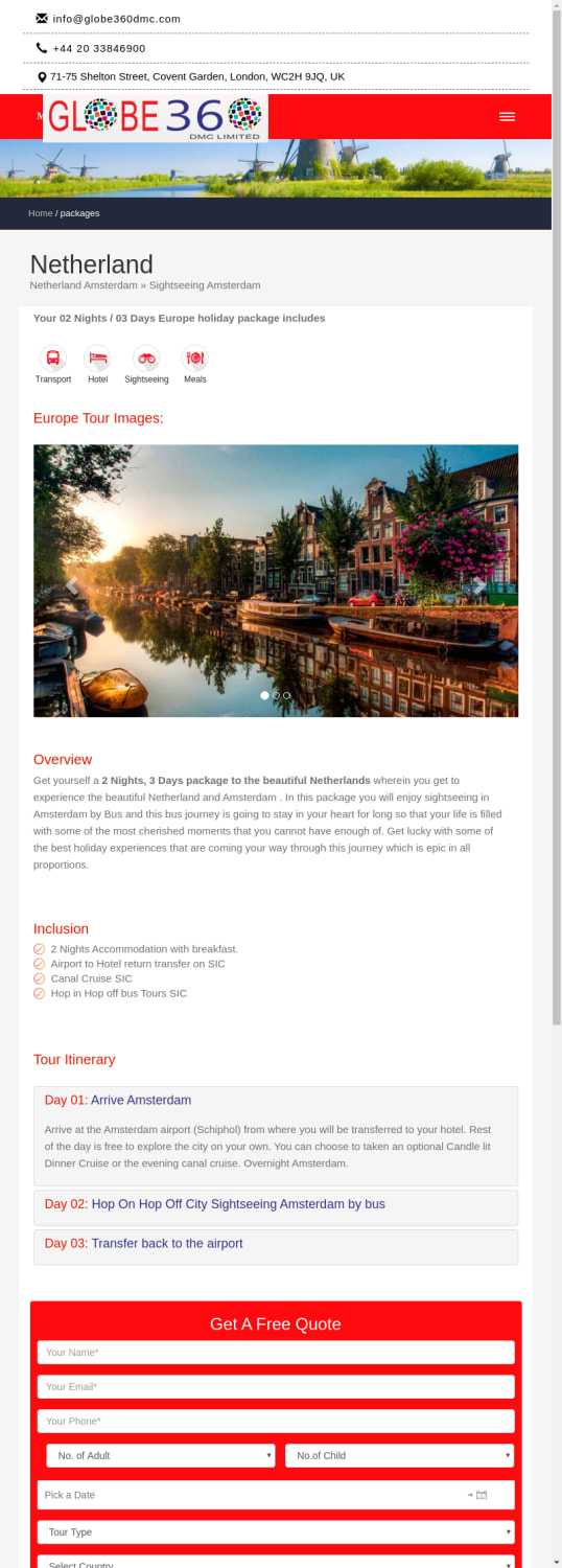 Book Netherlands Holiday Package at Globe360DMC - Netherlands Tour Packages