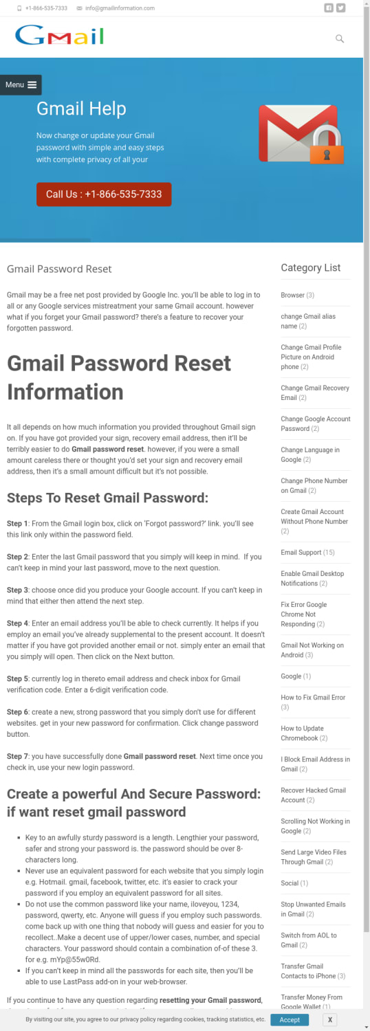 Gmail Password Reset Without Phone Number - 1-866-535-7333