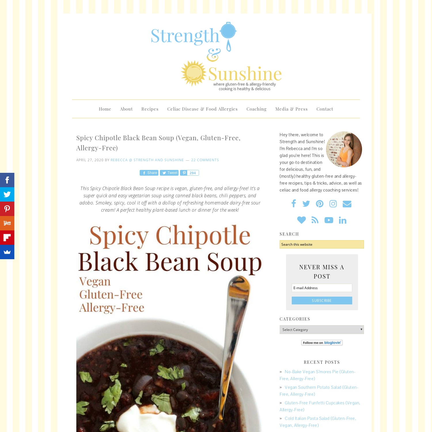 Spicy Chipotle Black Bean Soup (Vegan, Gluten-Free, Allergy-Free)