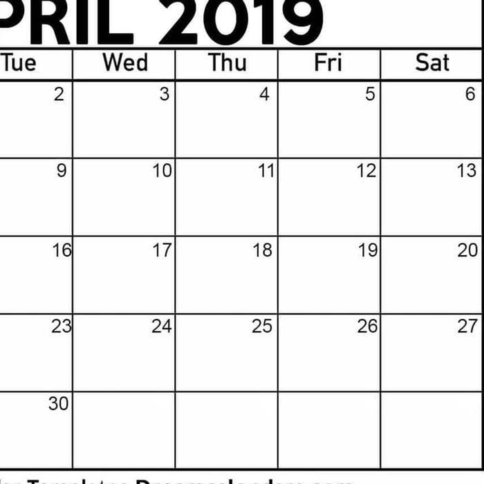 Printable April 2019 Calendar