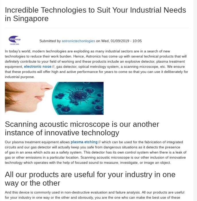Incredible Technologies to Suit Your Industrial Needs in Singapore