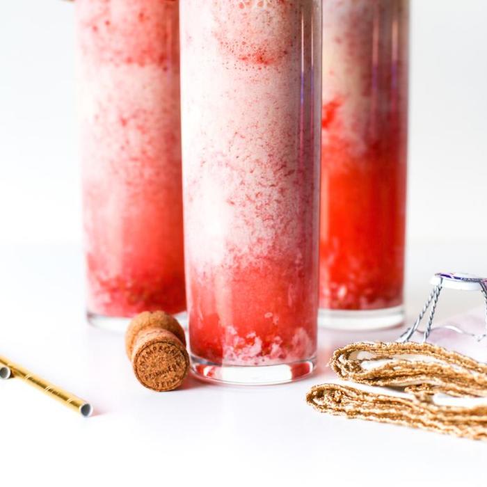 Strawberry Champagne Floats