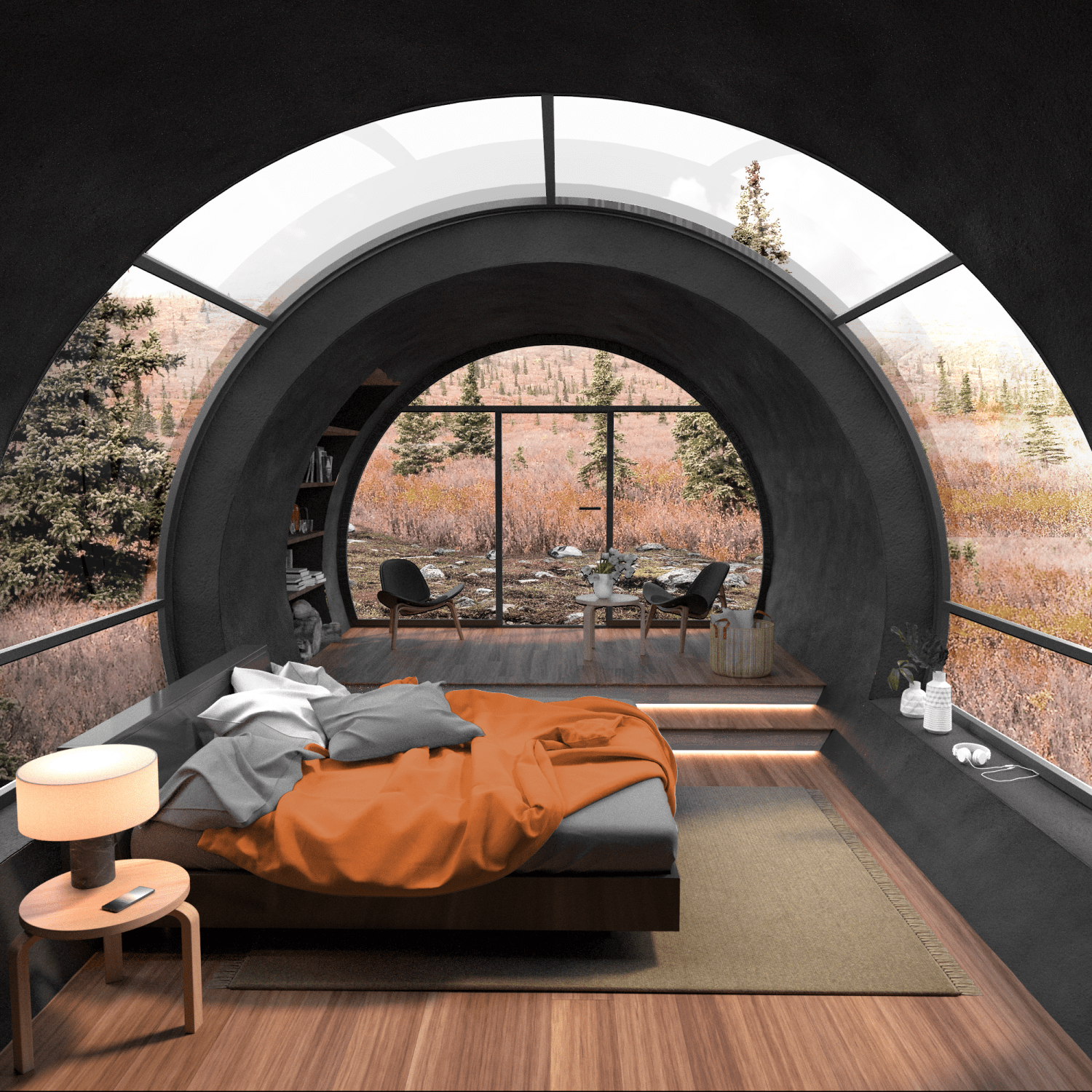 Architecture Render for a project of an escapsit cabin located in Canada