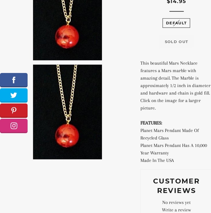 Shop Mars Necklace Online from The Space Store