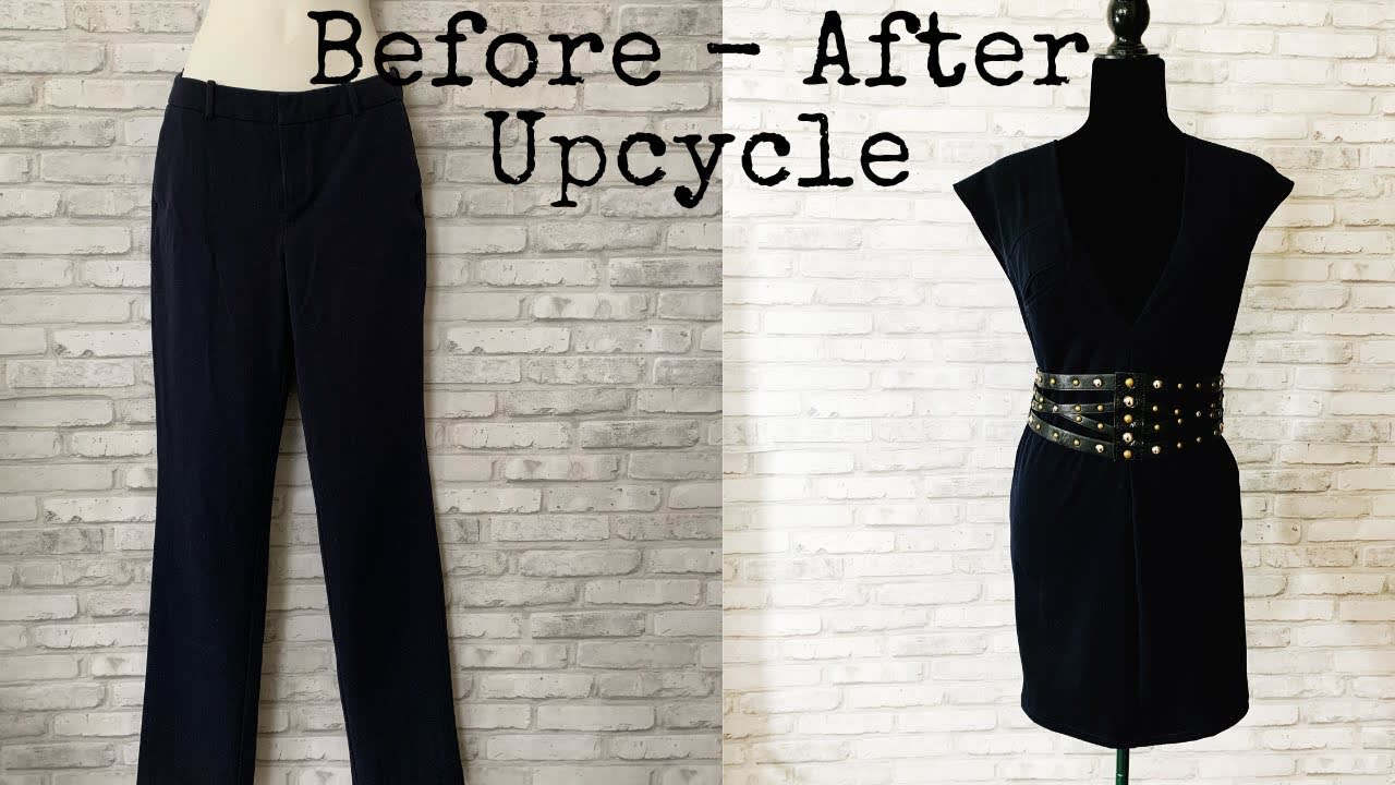 Upcycle Thrift Flip Clothes DIY - Turn Pants into a Dress DIY - How To Transform Old Clothes