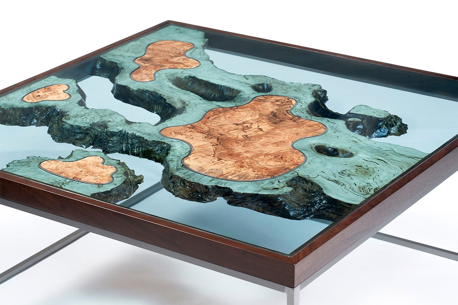 Islands of Wood Float Amidst Sea of Glass in New 'Archipelago' Furniture by Greg Klassen — Colossal