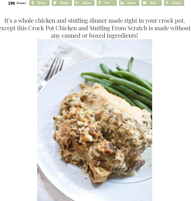 Crock Pot Chicken and Stuffing From Scratch