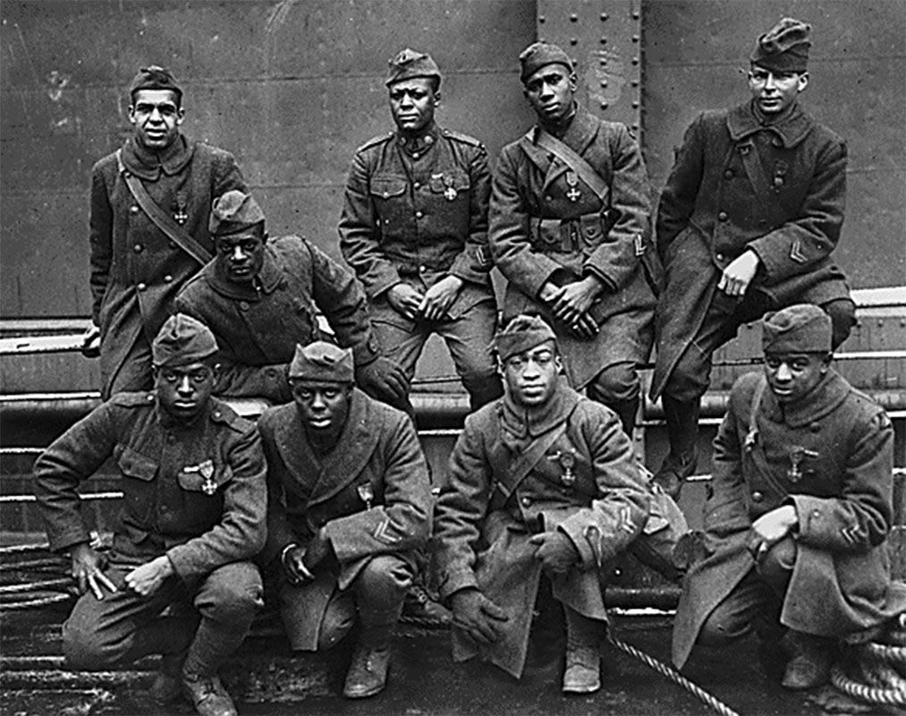 The "Harlem Hellfighters" were the first African American regiment in WWI who were assigned to the French forces. None were captured, never lost a trench, or a foot of ground to the enemy. They returned to the U.S. as one of the most successful regiments of World War I. 1910s