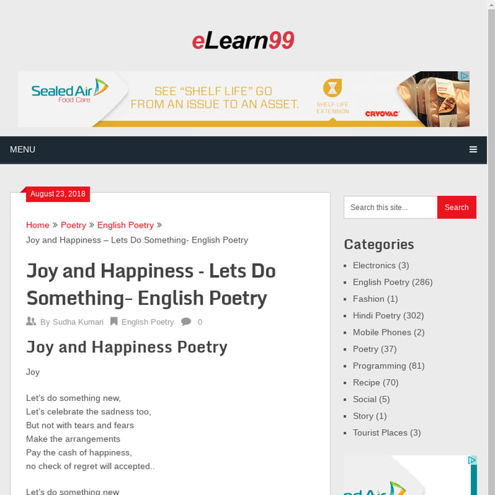 Joy and Happiness - Lets Do Something- English Poetry