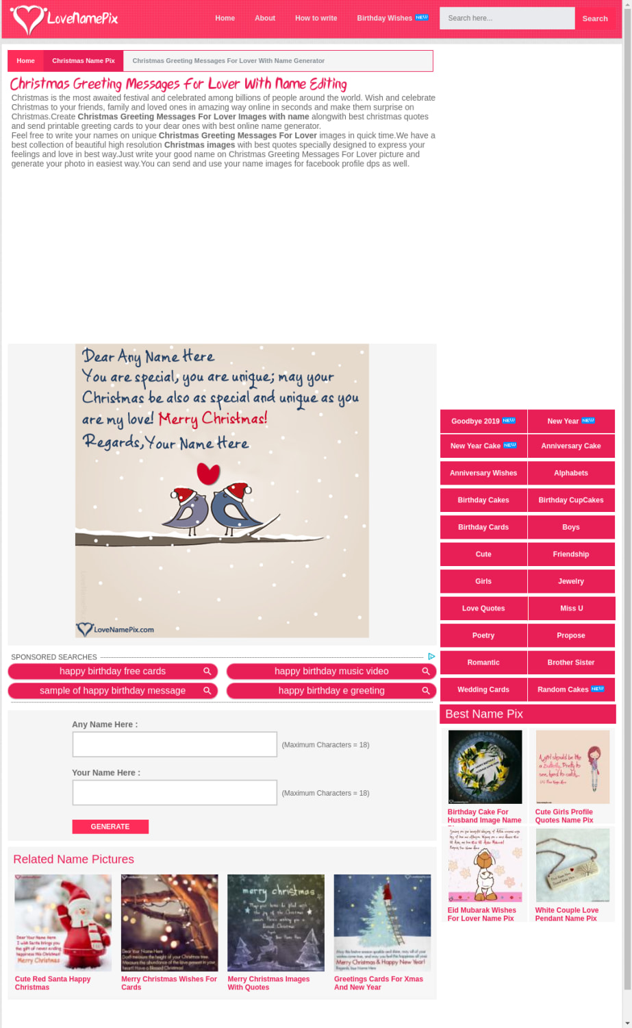 Christmas Greeting Messages For Lover With Name Editing