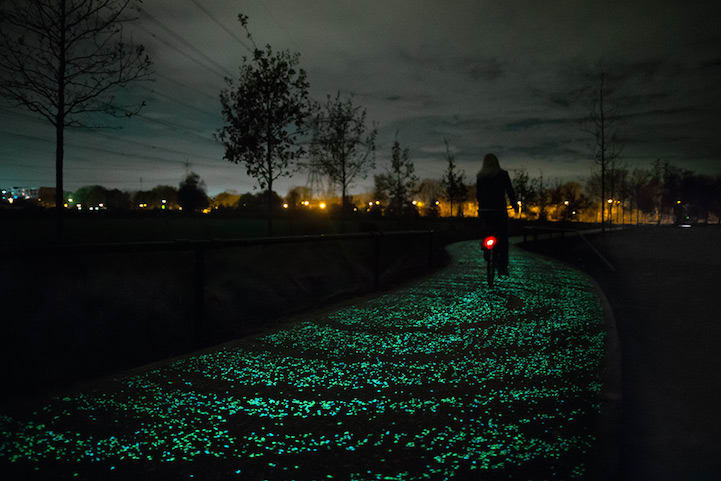Glow-in-the-Dark Bike Path Inspired by Van Gogh's The Starry Night