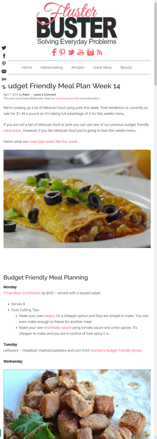 Budget Friendly Meal Plan Week 14