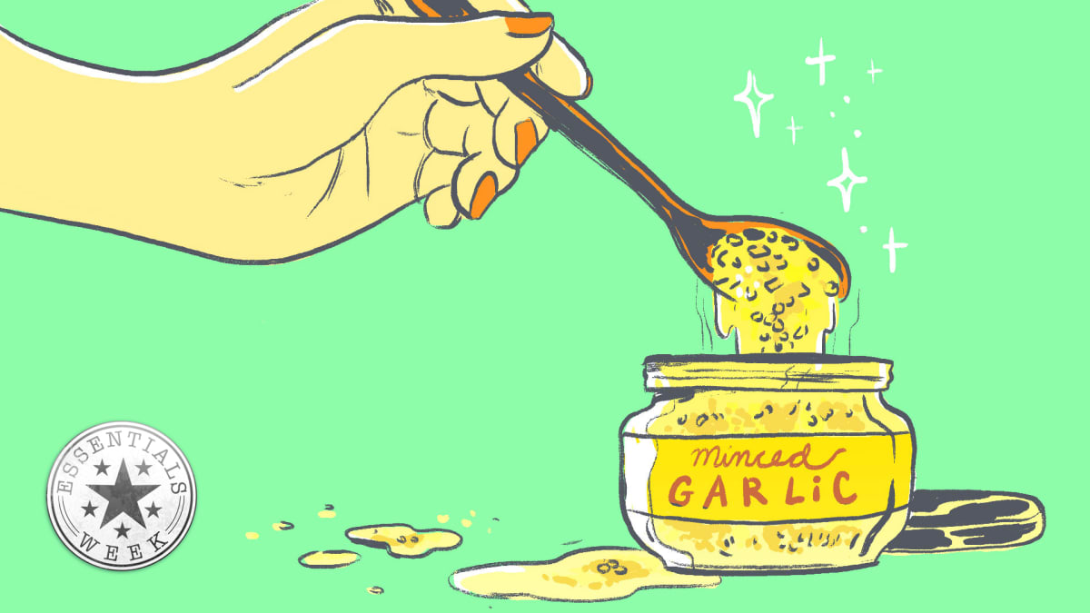 Everyone should keep a jar of minced garlic in the fridge
