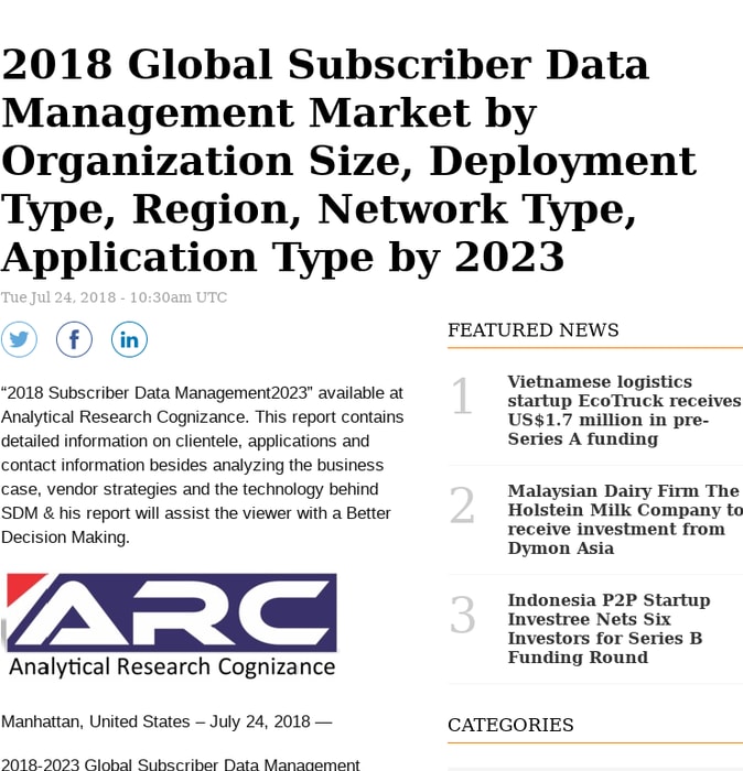 2018 Global Subscriber Data Management Market by Organization Size, Deployment Type, Region, Network Type, Application Type by 2023