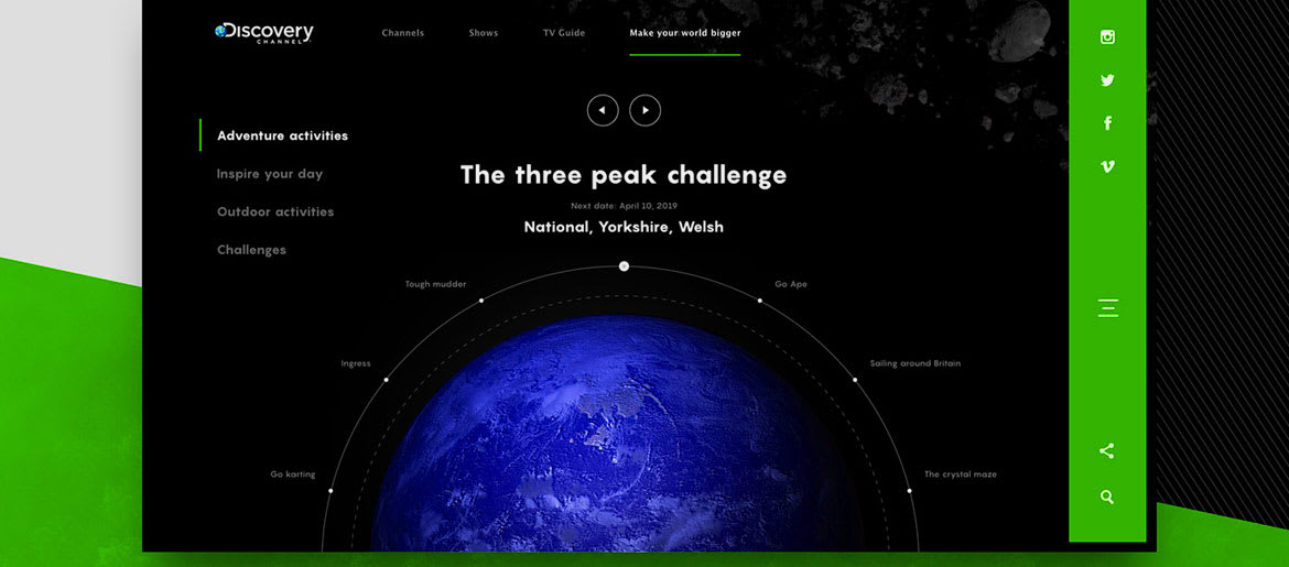 Animated Bold Web Design Concept of Discovery Channel