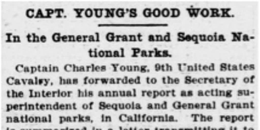 This month's ChronAmParty celebrates #NationalParkAndRecreationMonth. In 1903, African American cavalries were park rangers in Sequoia National Park. Their captain, Charles Young, also was the first African American national park superintendent.