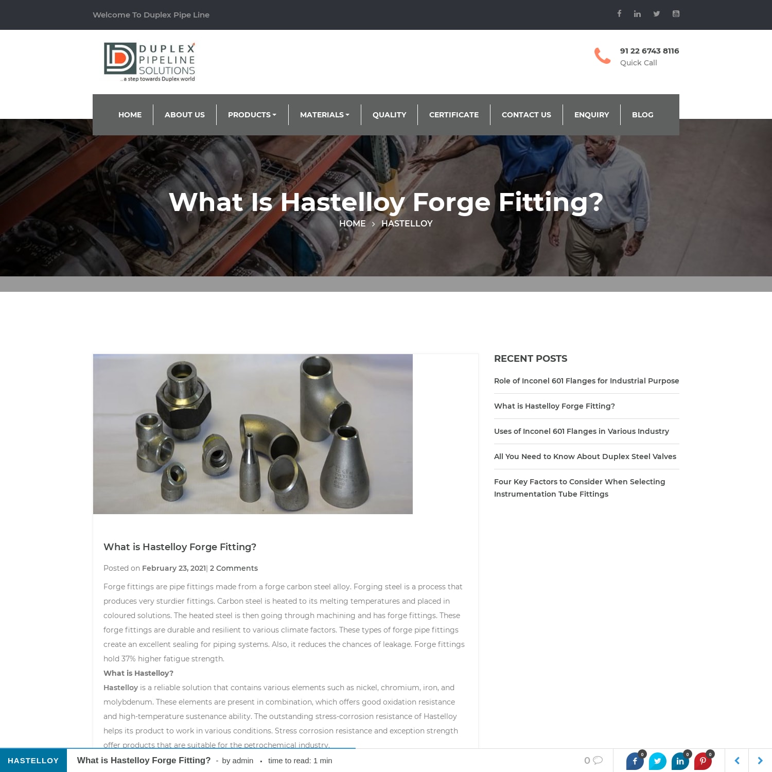 What is Hastelloy Forge Fitting? - Duplex Pipeline Blog