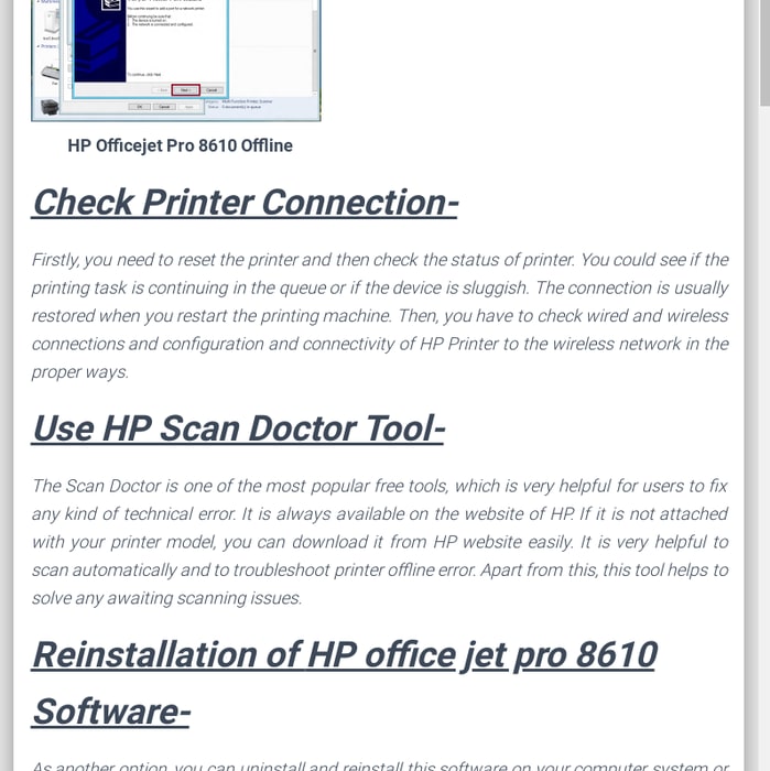 HP Officejet Pro 8610 Offline , hp printer offline windows 10