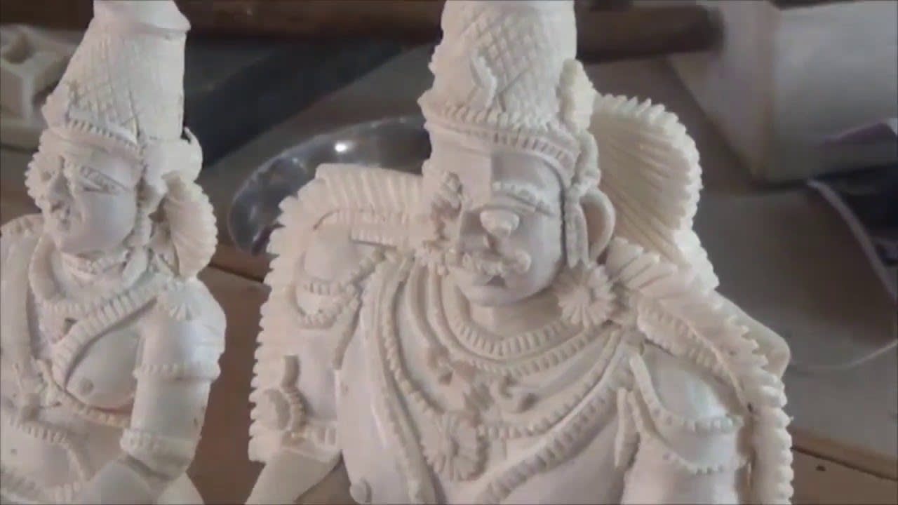 Pith carving in Tamil nadu, India