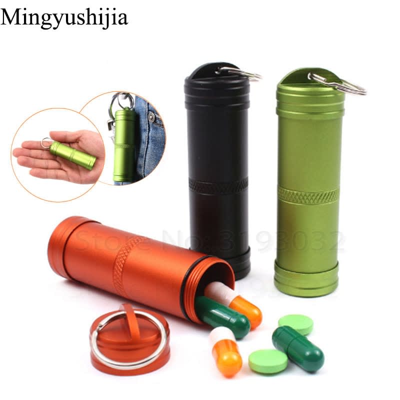 Hike gear Outdoor Can Pill Bottle Tank Box Bushcraft Keychain Waterproof Container EDC Emergency Survival Hunt Travel Camp Tools