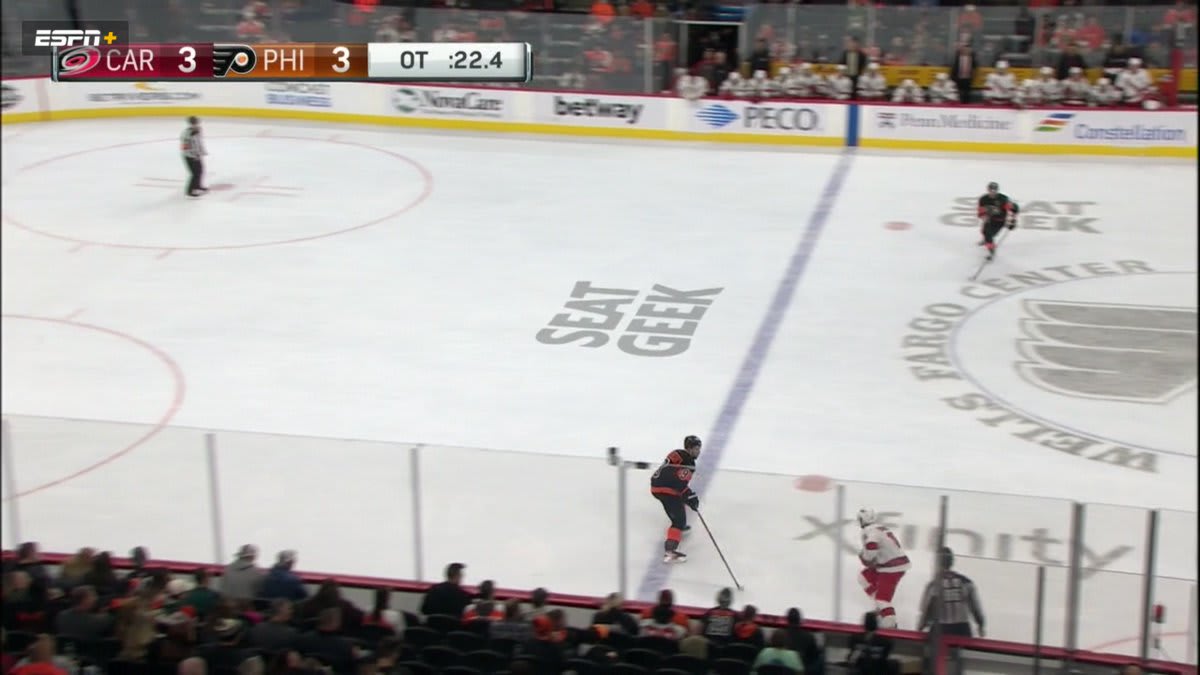 Brett Pesce got this puck out of midair for the OT winner 🤯