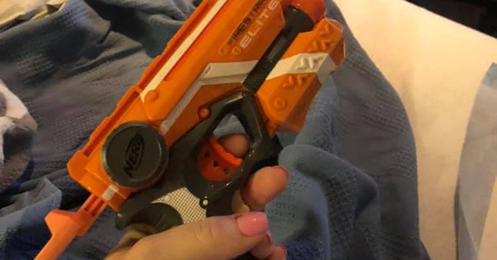 New Mom Kept A Nerf Gun To Keep Her Husband Awake In The Hospital