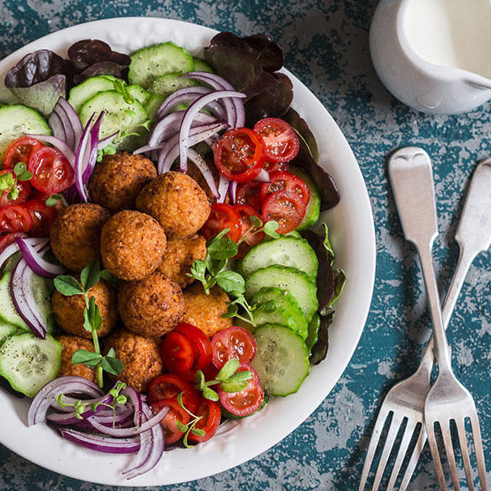 This Easy Baked Falafel Salad Recipe Makes Lunch Meal Prep a Breeze