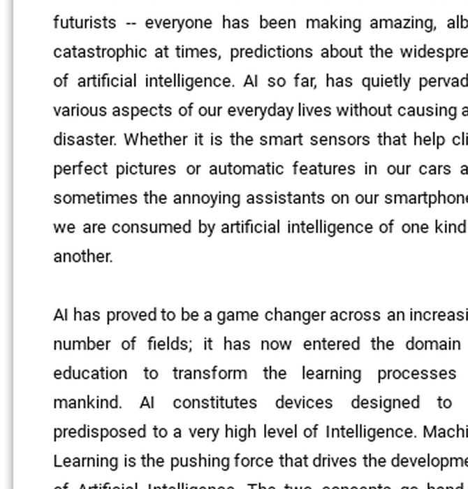 Future Of Artificial Intelligence And Machine Learning: Field Of Education