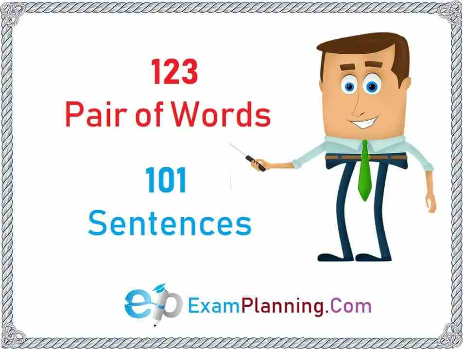 123 Pair of Words List 101 Sentences