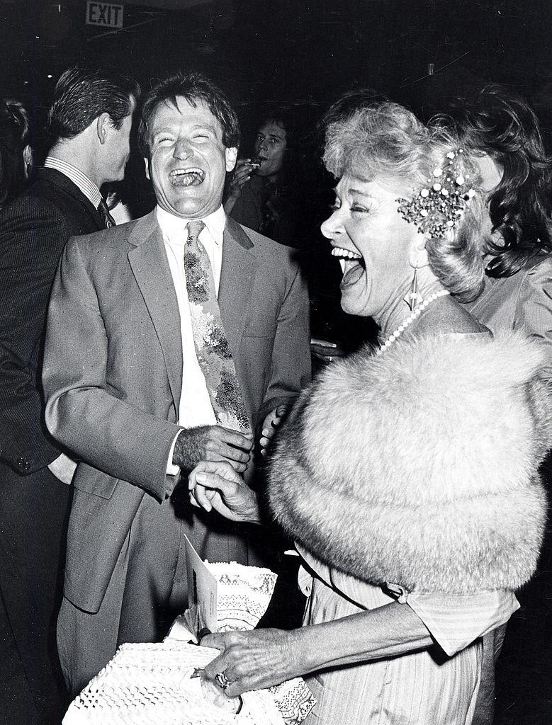 Robin Williams and his mother Laurie McLaurin cracking each other up at the premiere of Moscow on the Hudson, 1984