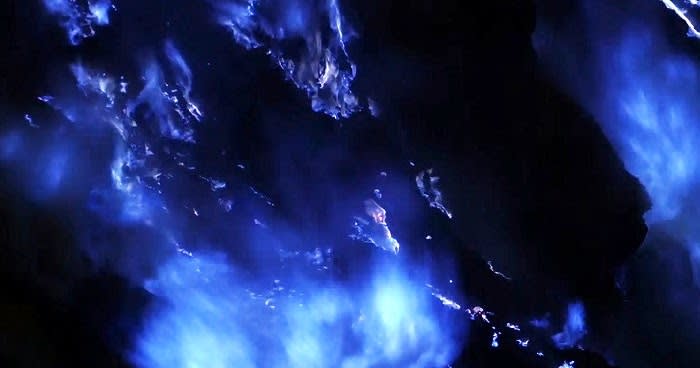 The Mysterious Blue Lava - A volcano that emits blue burning flames instead of producing the usual red