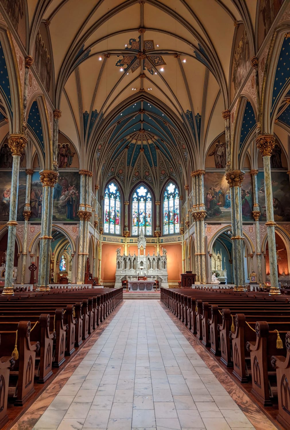 Interior of The Cathedral Basilica of St. John the Baptist in Savannah, Georgia