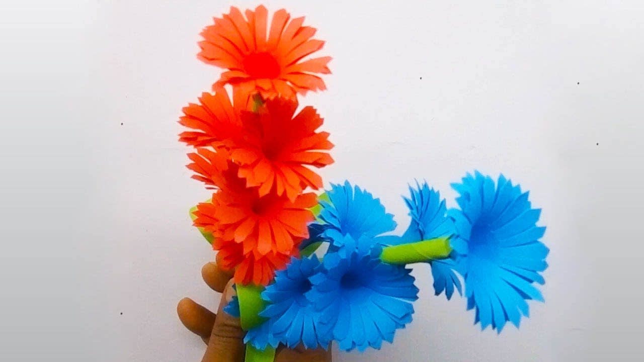 Diy easy paper flowers at home and craft ideas | Paper Flower Stick