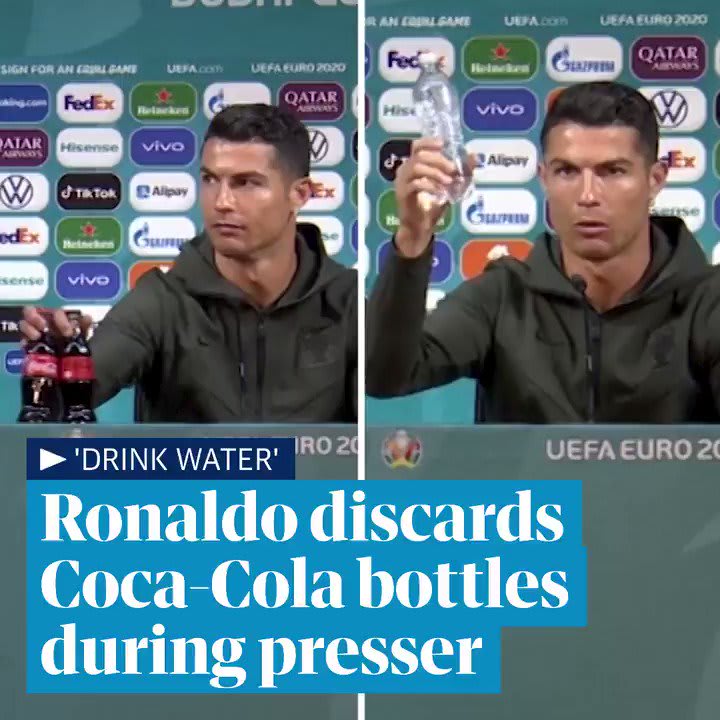 A message from Cristiano Ronaldo: 'Drink water'