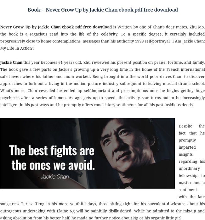 Never Grow Up by Jackie Chan ebook pdf download