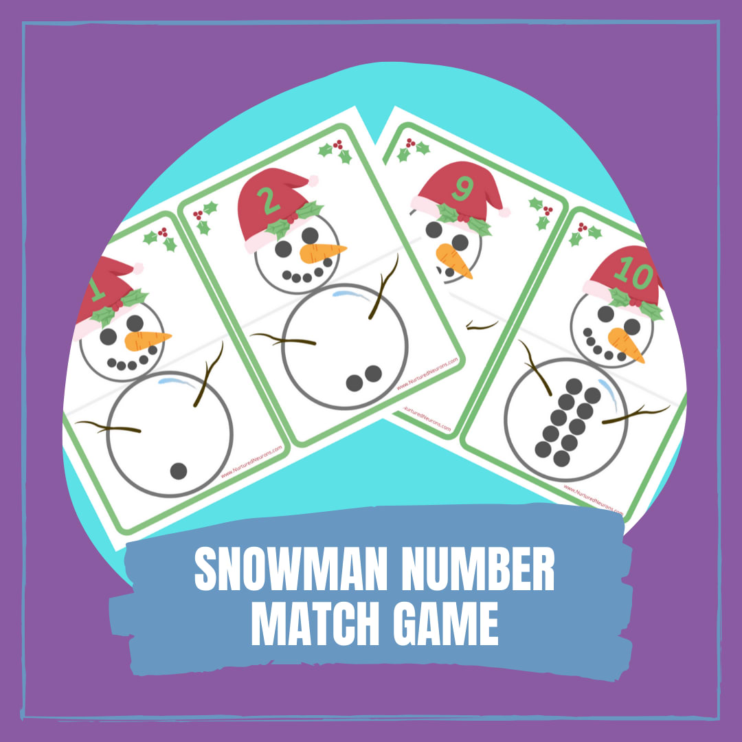 Free Snowman Number Matching Game