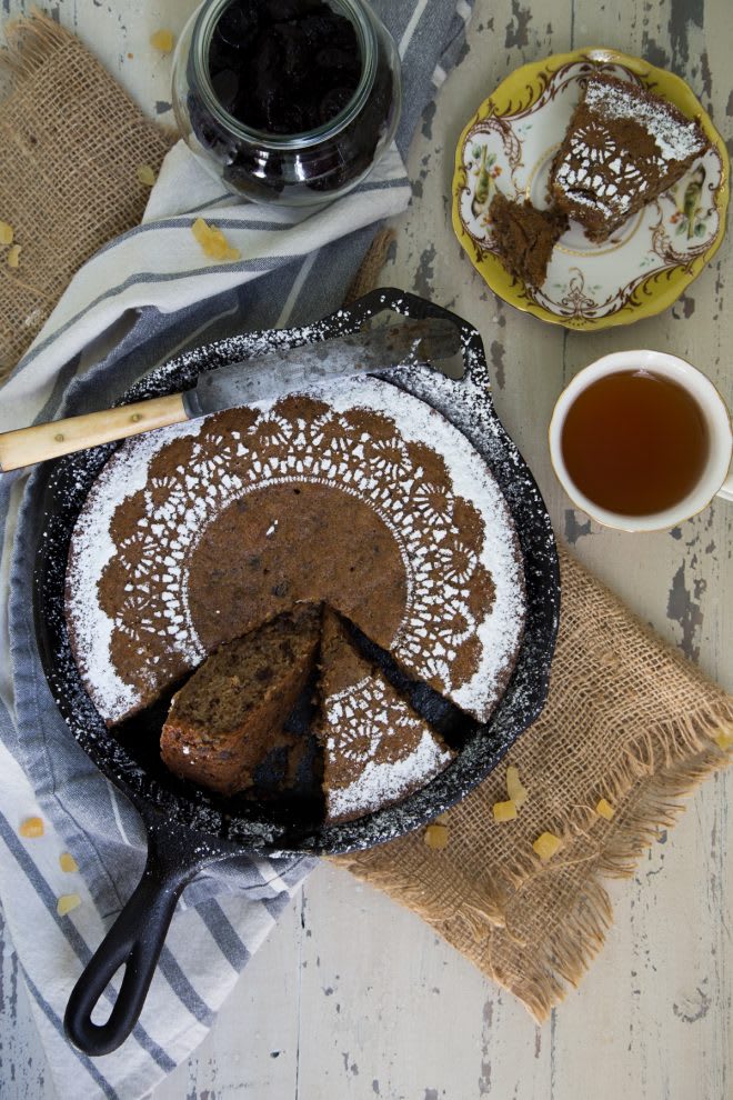 Ginger Prune Skillet Snack Cake - Delicious World and Travel