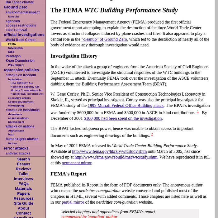 9-11 Research: FEMA's Investigation