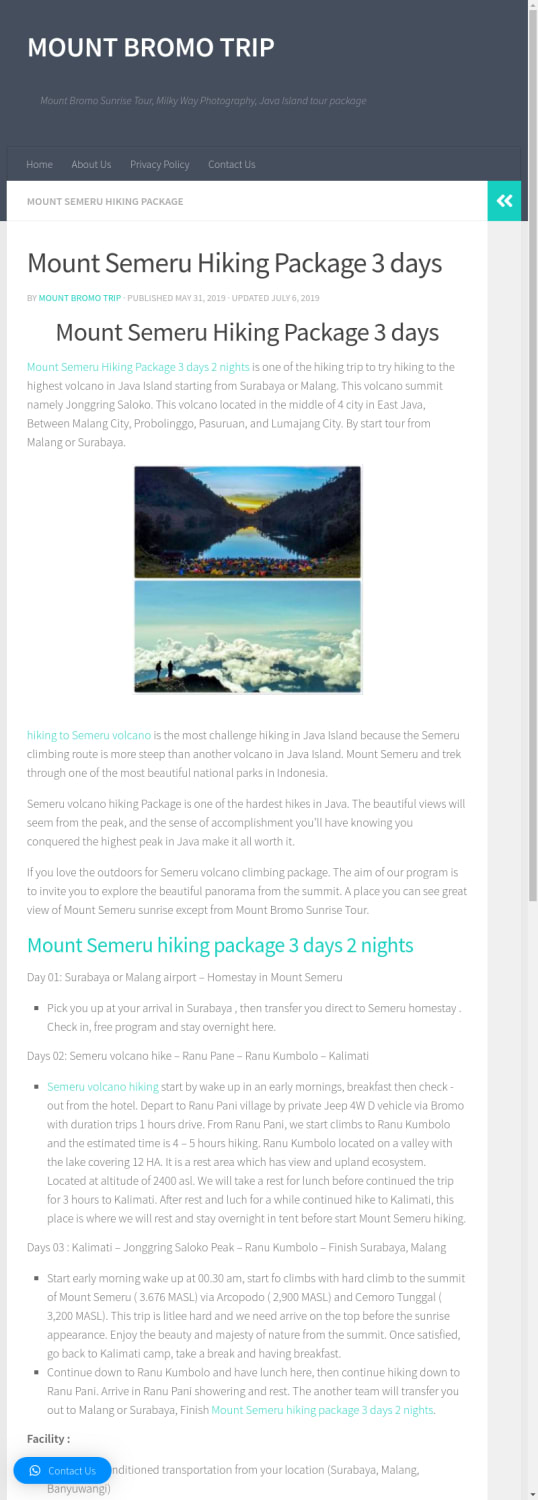 Mount Semeru Hiking Package 3 days