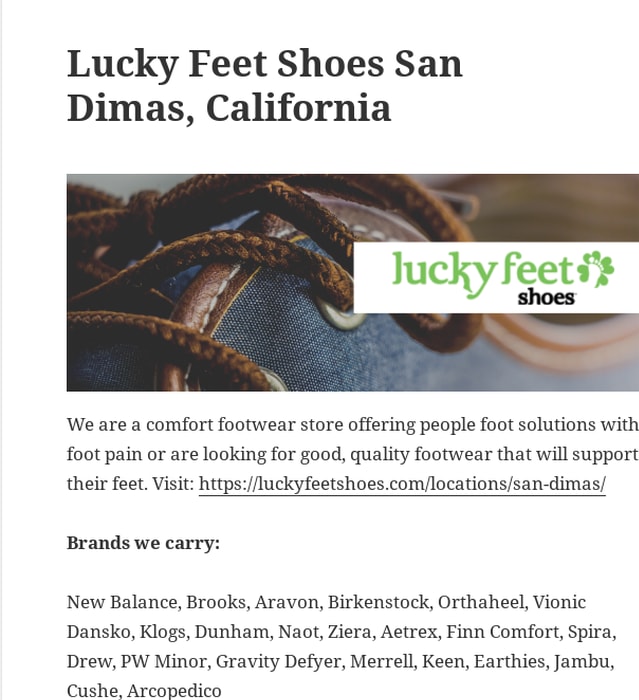 Lucky Feet Shoes San Dimas, California