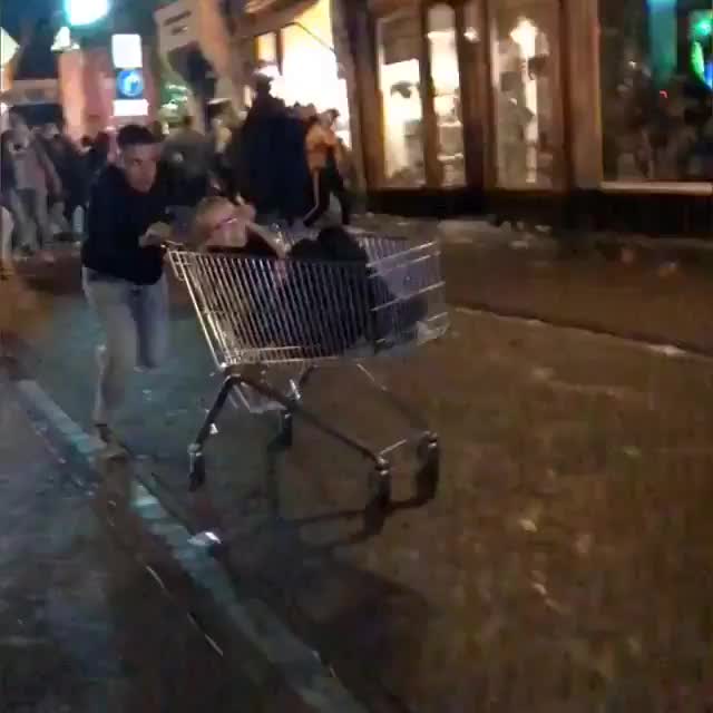 HMB while I sit in the wagon and getting pushed by my boyfriend down the street