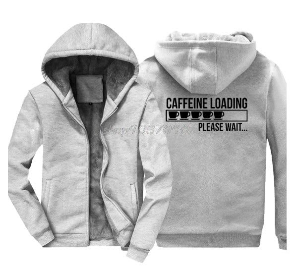 Men Hoodies Winter Cotton Caffeine Loading Jacket
