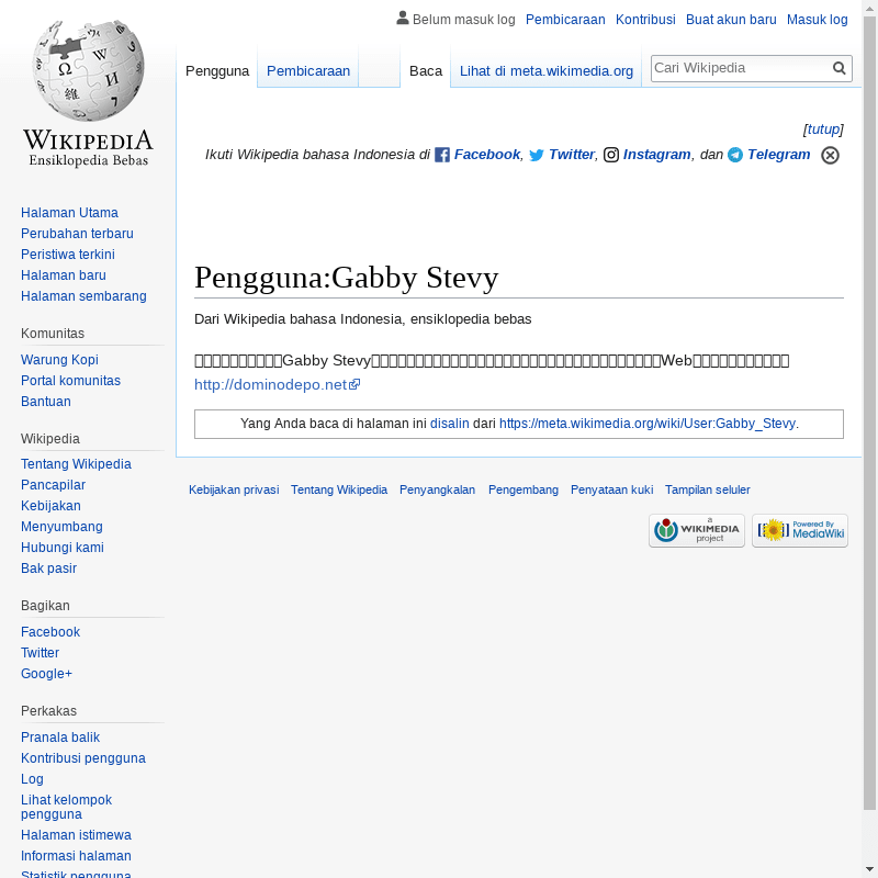 Pengguna:Gabby Stevy - Wikipedia bahasa Indonesia, ensiklopedia bebas