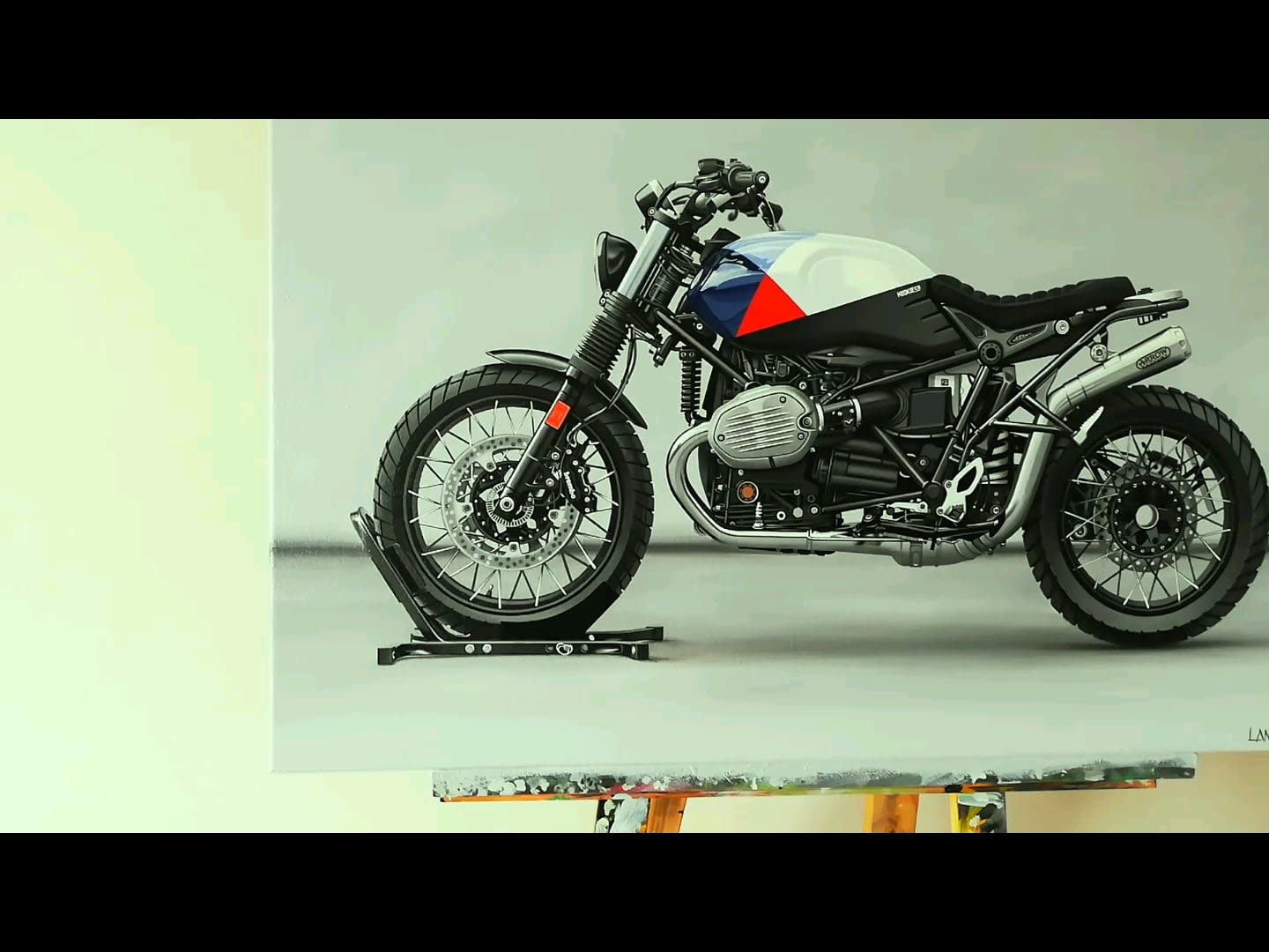 Check out my latest Motorcycle painting. The 2018 BMW R NineT Scrambler. This piece is 100% Hand painted with Acrylic Paint on 84..4 Canvas. Hope you guys love it. Cheers 🙂.