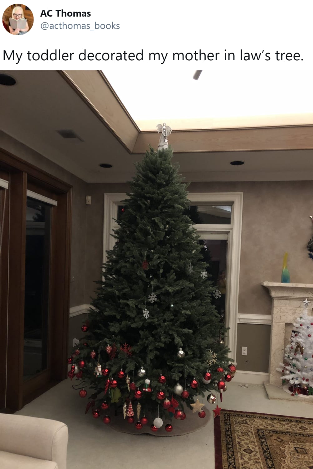 A toddler decorated a Christmas tree, It's as cute as you're imagining