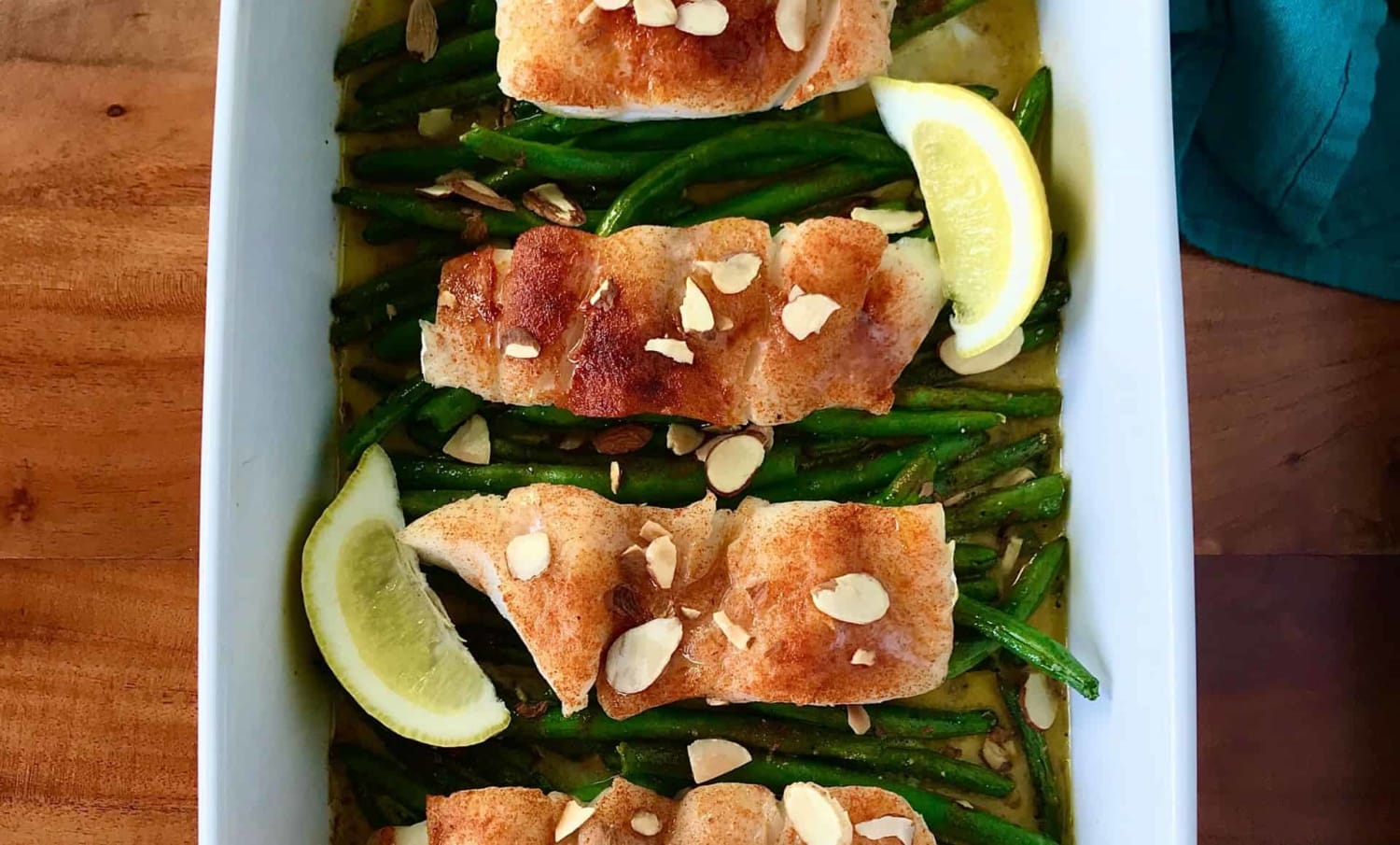Spiced Butter Baked Cod with Green Beans - Paleo Gluten-Free Guy