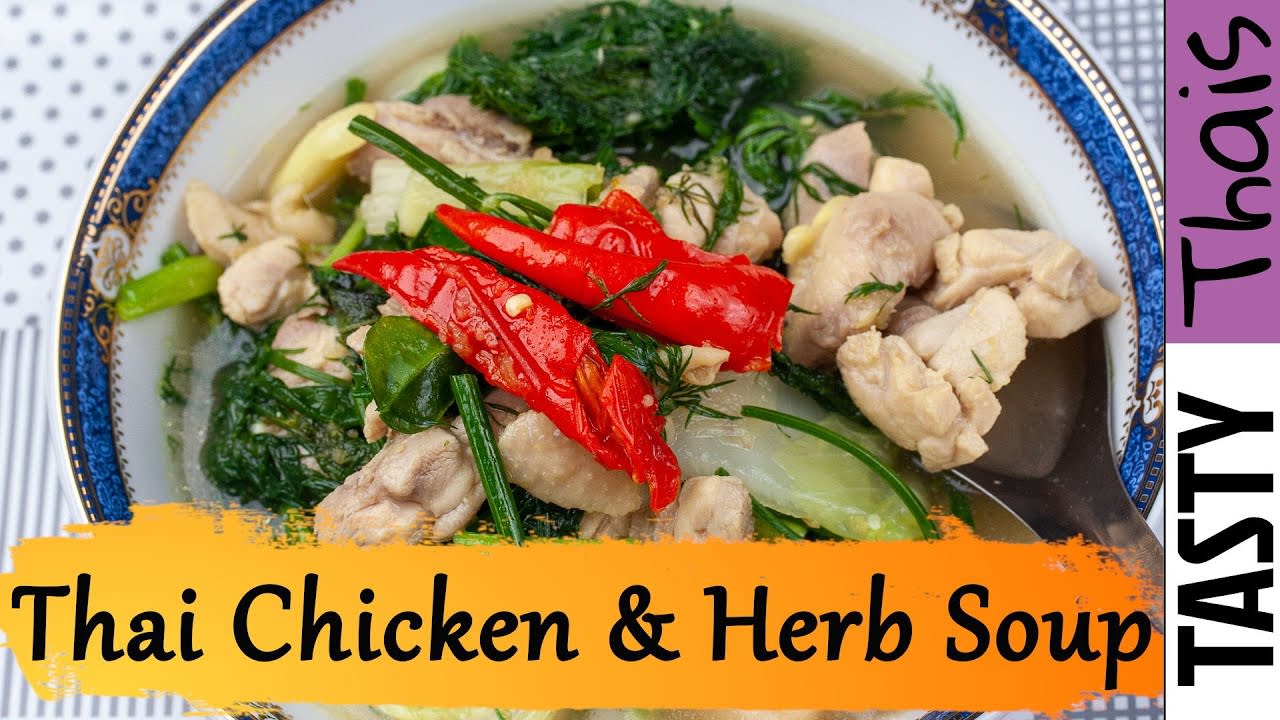 North Eastern Thai Clear Chicken & Herb Soup - Kaeng Om Gai