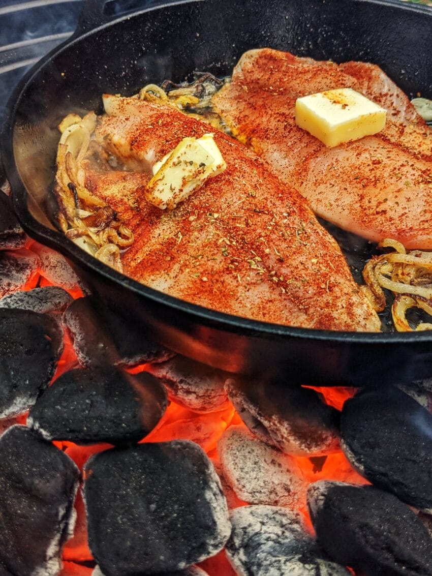 Cast Iron Grilled Tilapia over Charocal