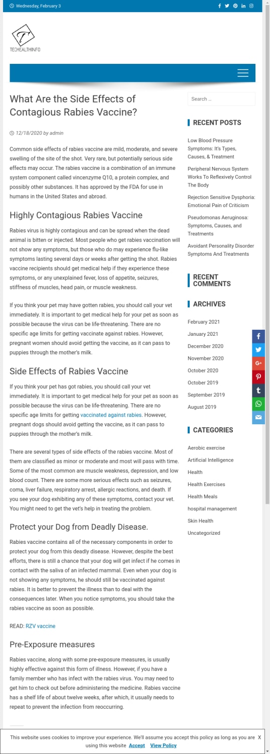 What Are the Side Effects of Contagious Rabies Vaccine?
