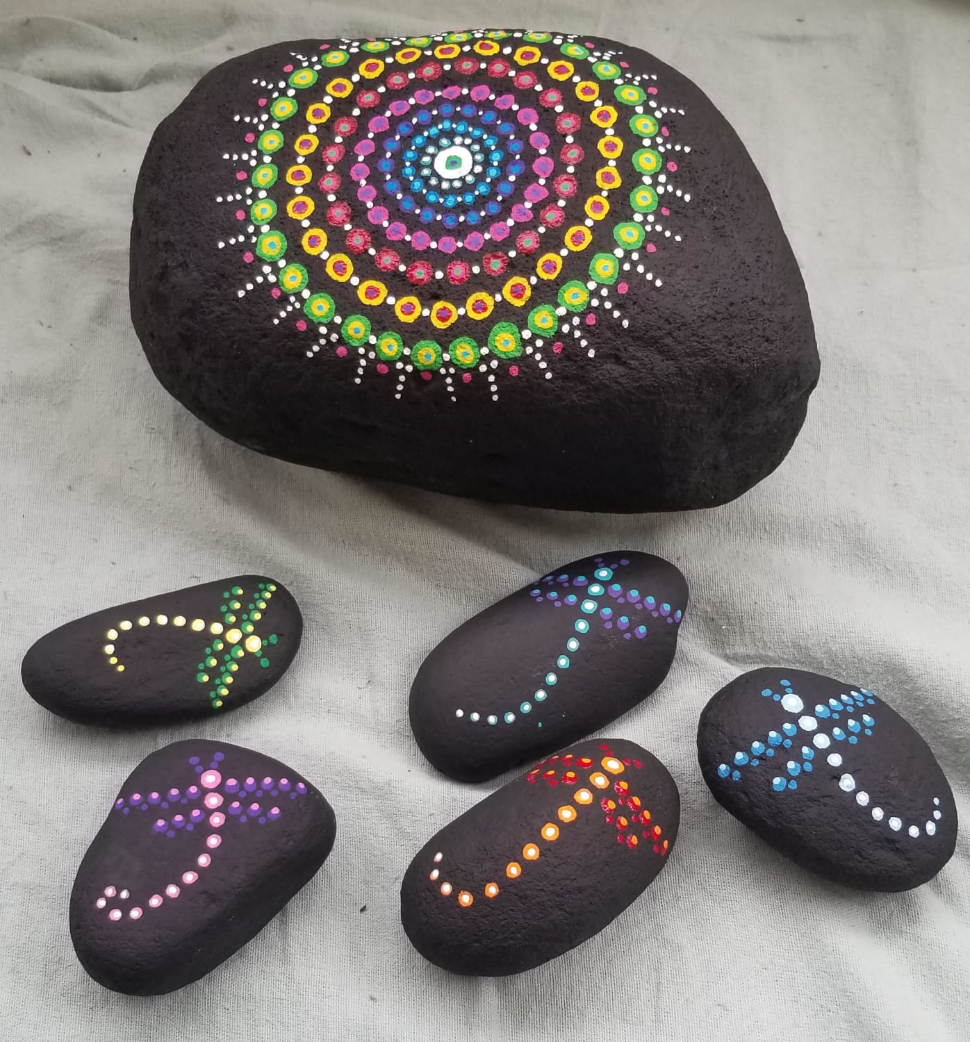 These Mandala stones I made for my patio garden this afternoon